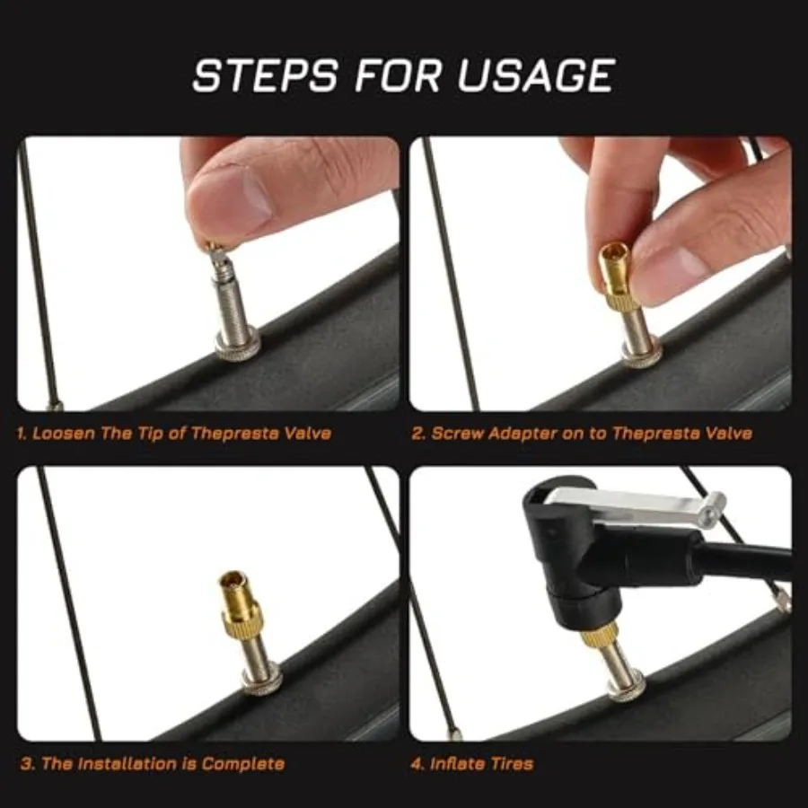 6 قطع من محولات صمام بريستا إلى شريدر النحاسية تنفخ الإطارات بسهولة مع ضواغط مضخات الدراجة Strd والدراجات الأساسية #4