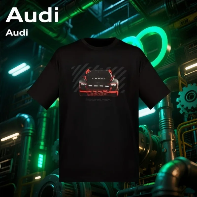 

Audi Sport T-shirt Hoonitron Unisex Car Brand Short Sleeved T-shirt Summer Men's and Women's Pure Cotton Short Sleeved T-shirt