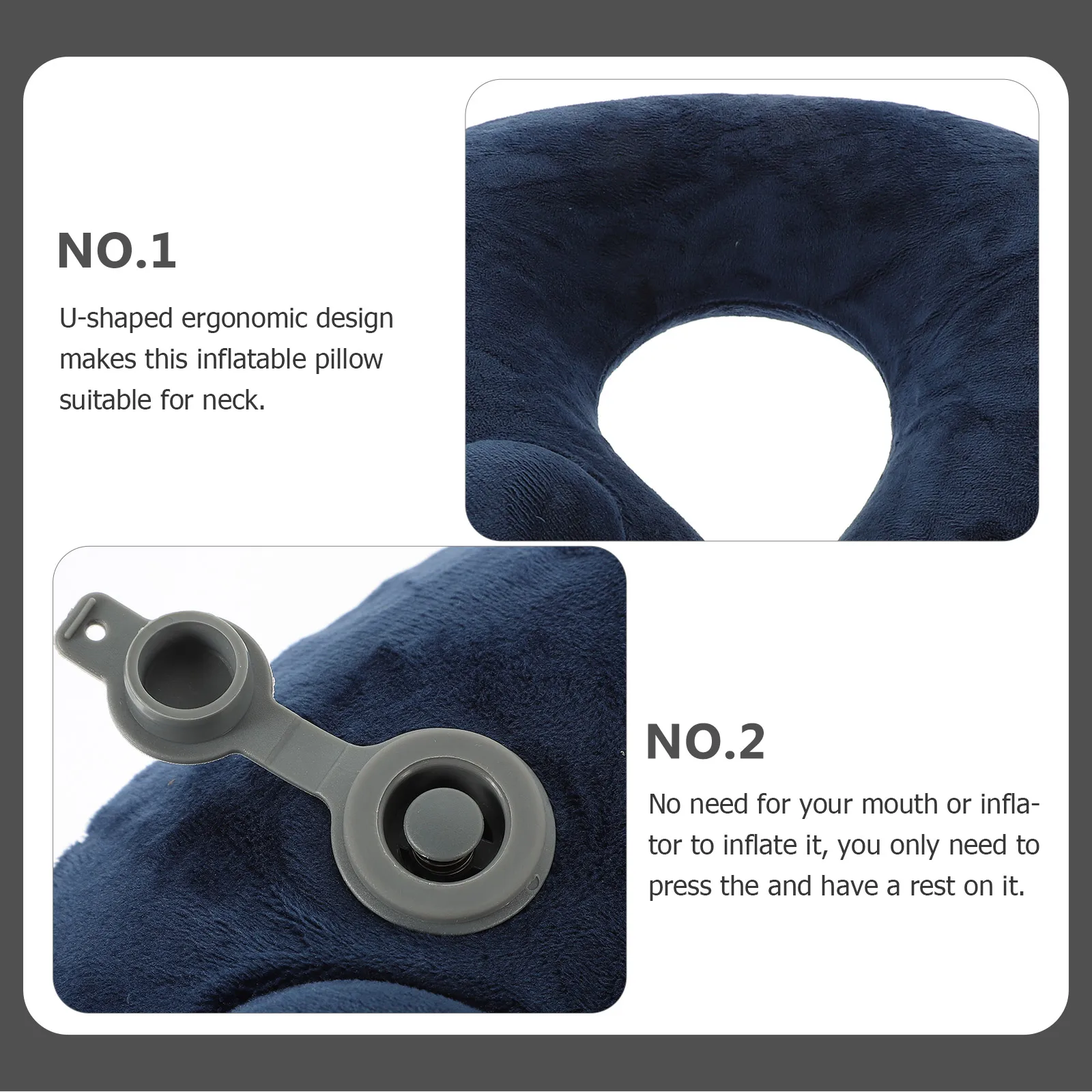 

【】U-Shaped Inflatable Neck Ergonomic Cervical Support Pillow For Travel Camping Office With Air Release Button Foldable