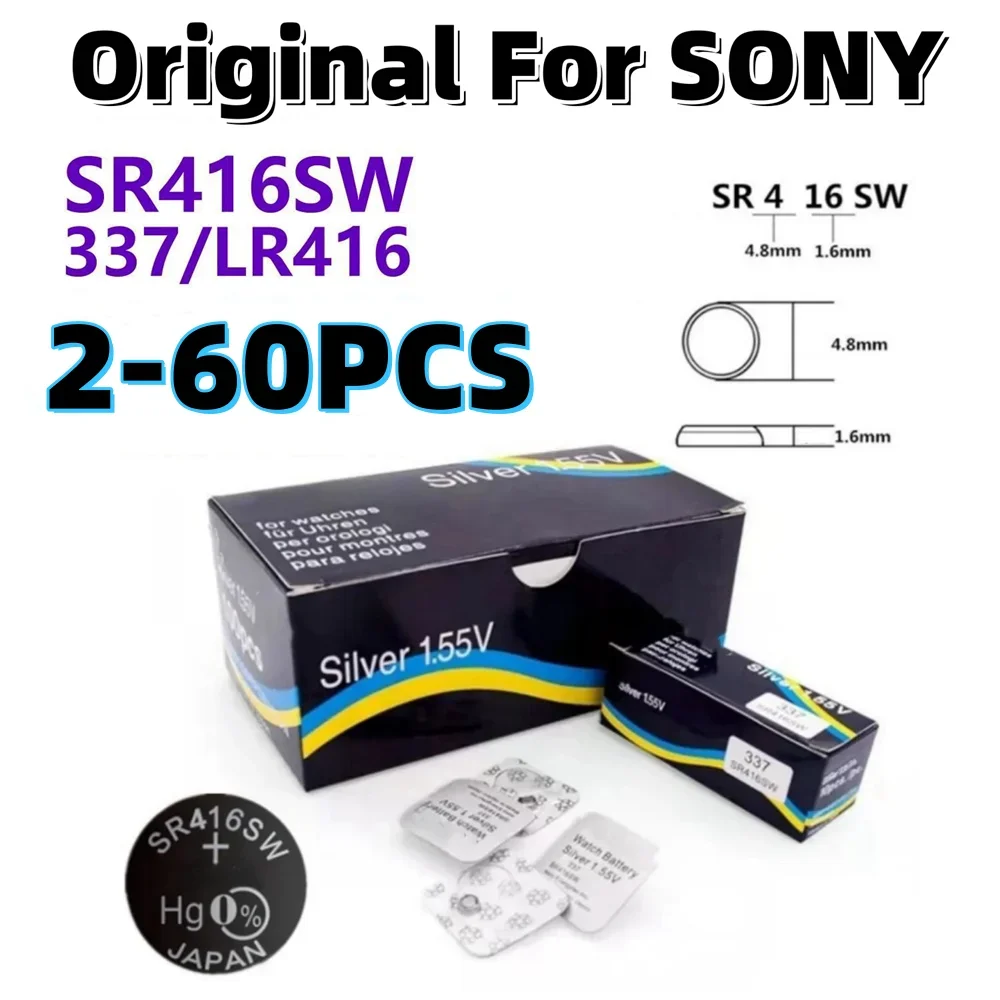 

2-60pcs Original For SONY SR416SW button battery watch battery coin cell batteries 623 D337 337 SP337 1.55V Individual packaging