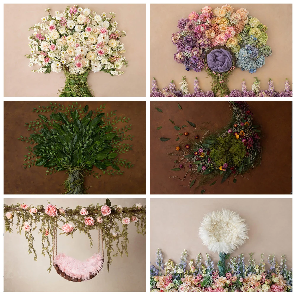 

Newborn Backdrop Kids Flower Leaves Floor Theme Props Party Child Decor Tree Sleeping Baby Vinyl Background Photo Studio Props