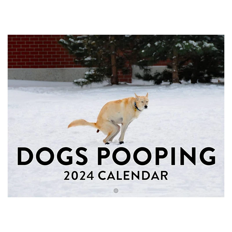 

HOT-Dogs Pooping 2024 Wall Calendar Funny Dog Pattern 2024 Wall Calendar for New Year Christmas Gifts