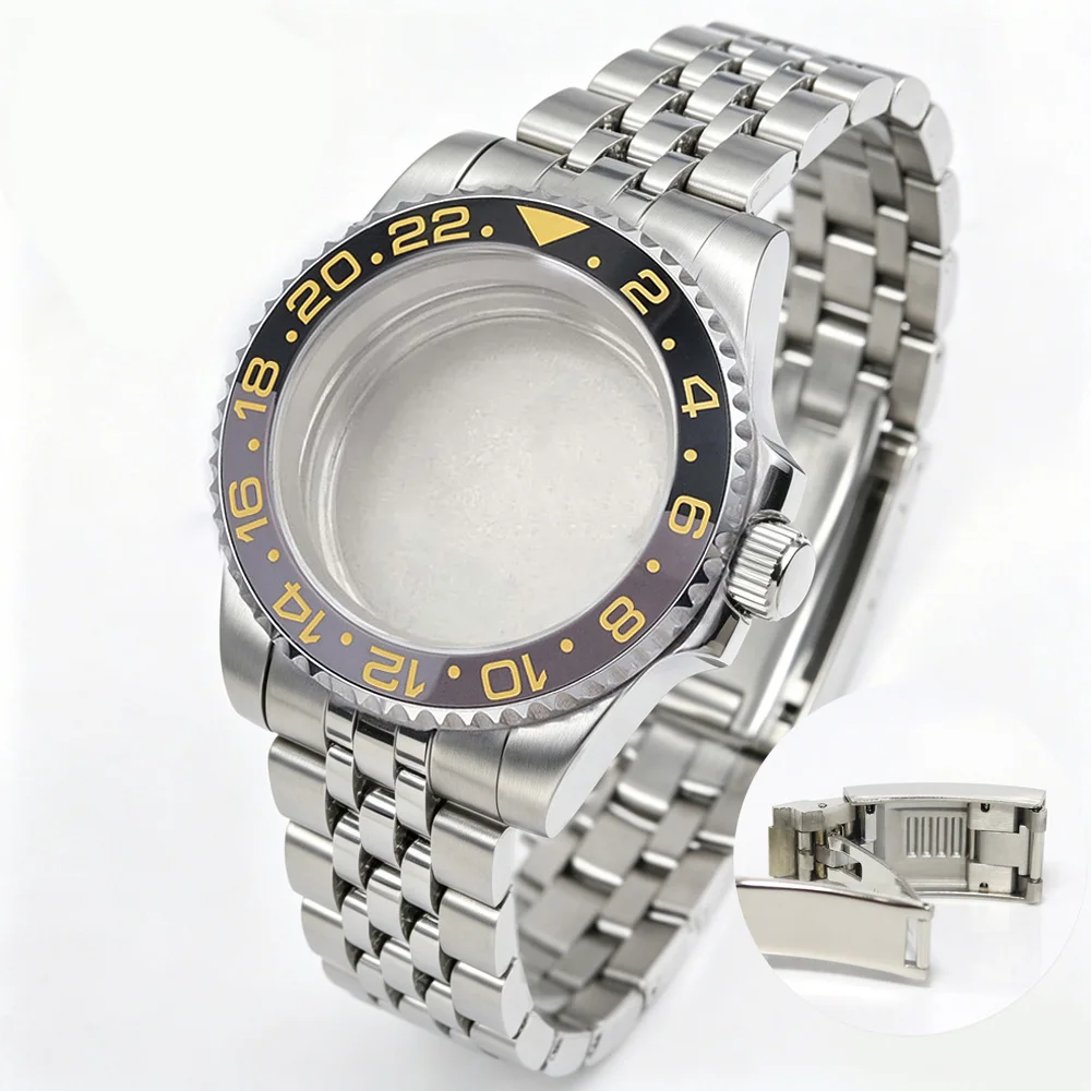 200M Diving Case 40mm Fit NH35 NH36 NH34 GMT Watch Case Jubilee Bracelet Sapphire Glass Slide Buckle view 5