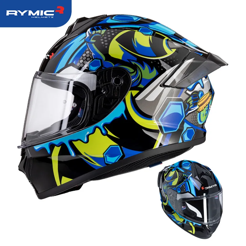RYMIC Helmet Motorcycle Full Helmet Anti-fog Locomotive Unisex Four-season Anti-fog  Casco PerroFull Face HelmetCascos Para Moto