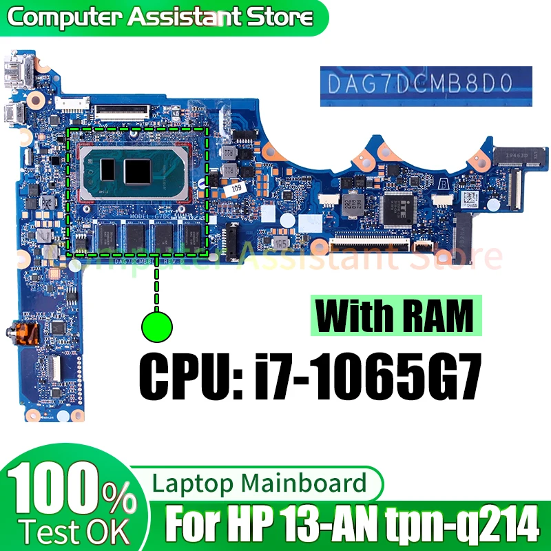 

For HP 13-AN tpn-q214 Laptop Mainboard DAG7DCMB8D0 i7-1065G7 Notebook Motherboard