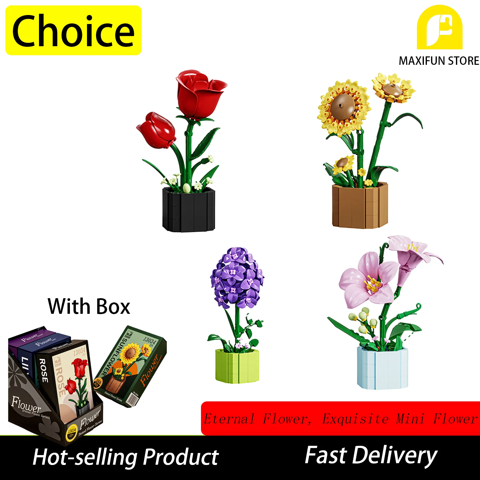 

Flower Toy Flower Building Block Model Set Enternal Flower Home Decoration Desktop Romatic Gift For Girl Children Gift