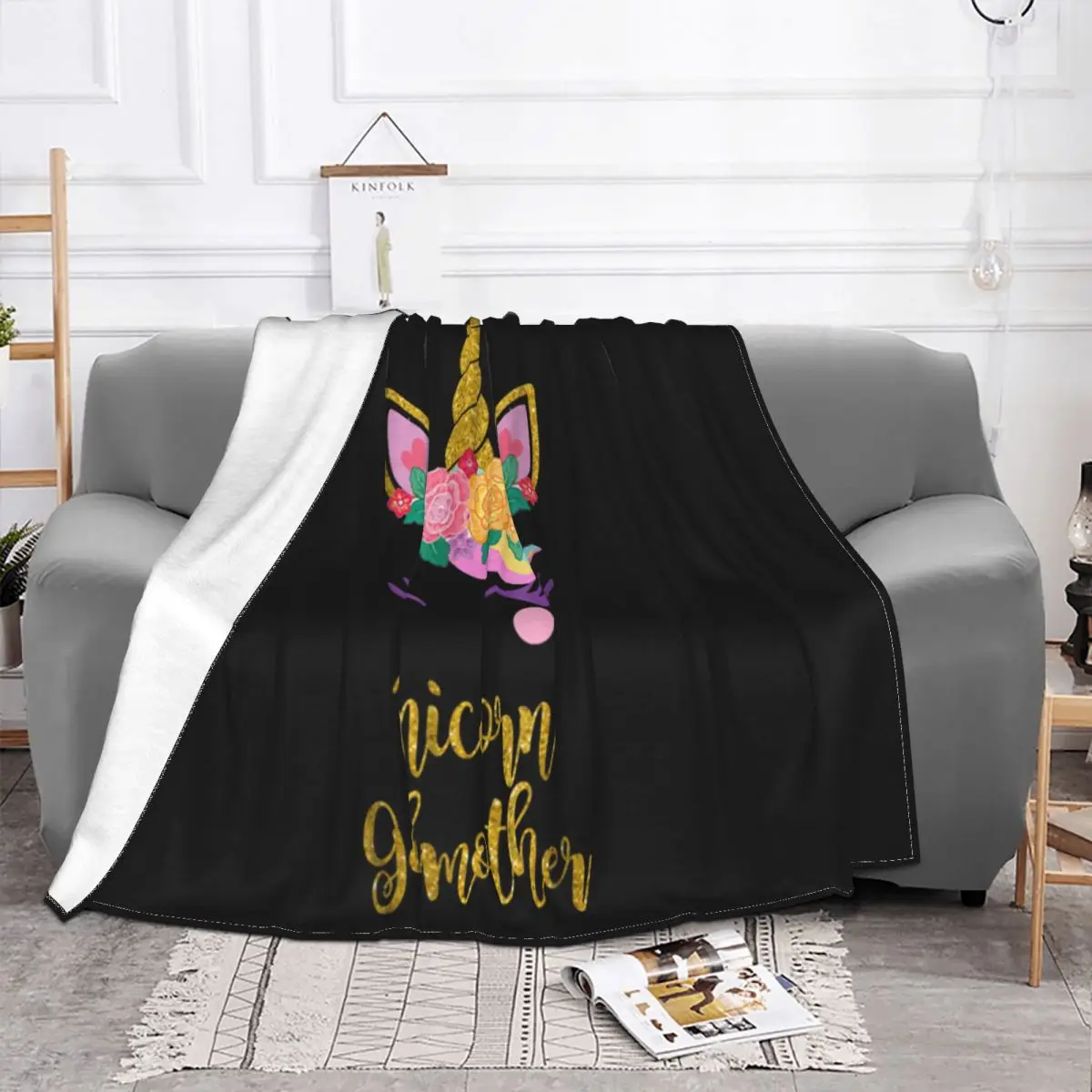 Unicorn T Cute Unicorn Godmother Tee Gift For Girls Present Adults Solid Color Formal Latest Throw Blanket