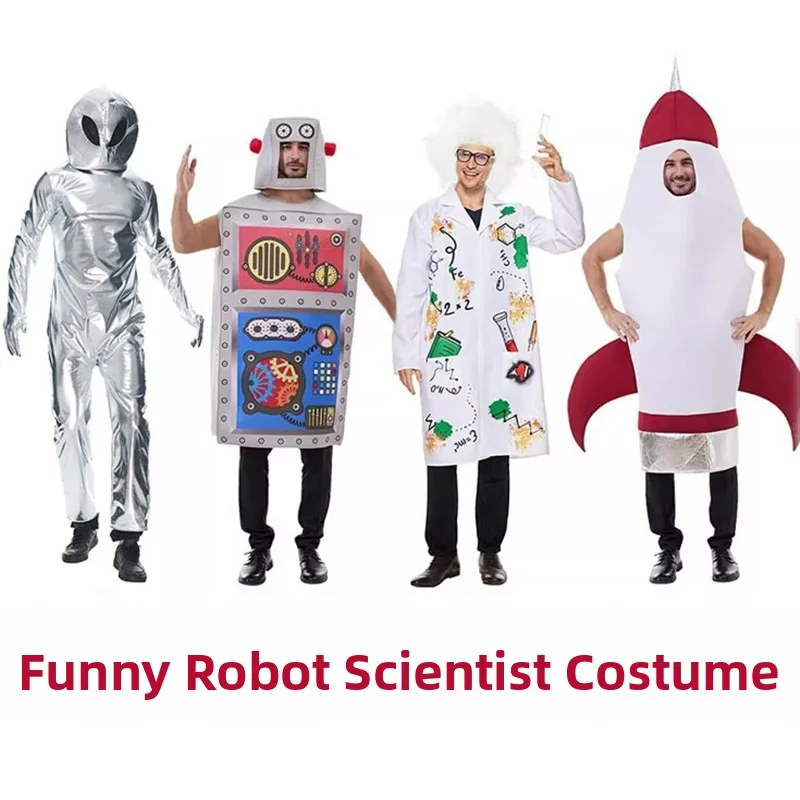 

Halloween Alien Robot Scientist Costume Funny Tech Party Performance Rocket Suit Women's Traditional Clothing Stage Costume