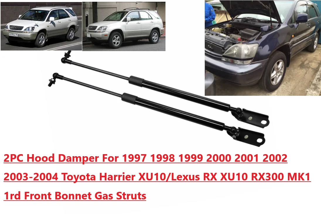 

2PC Hood Damper For 1997-2004 Toyota Harrier XU10/Lexus RX XU10 RX300 1rd Front Bonnet Lift Support Gas Struts Shock Piston Rods