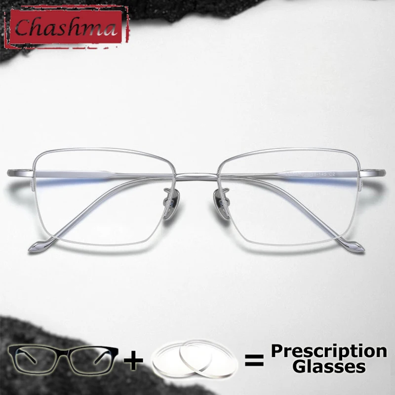 

Chashma Men Fashion Prescription Glasses Spectacle Titanium Alloy Half Rim Frame Women Optical Gafas with Recipe Lenses Eyewear