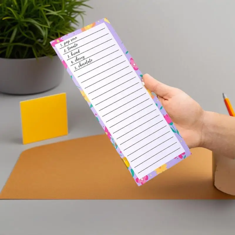 4PCS Portable Tear-off Magnetic  Pad Floral Pattern Magnetic Fridge Notepad Shopping List Home Kitchen Office Planner