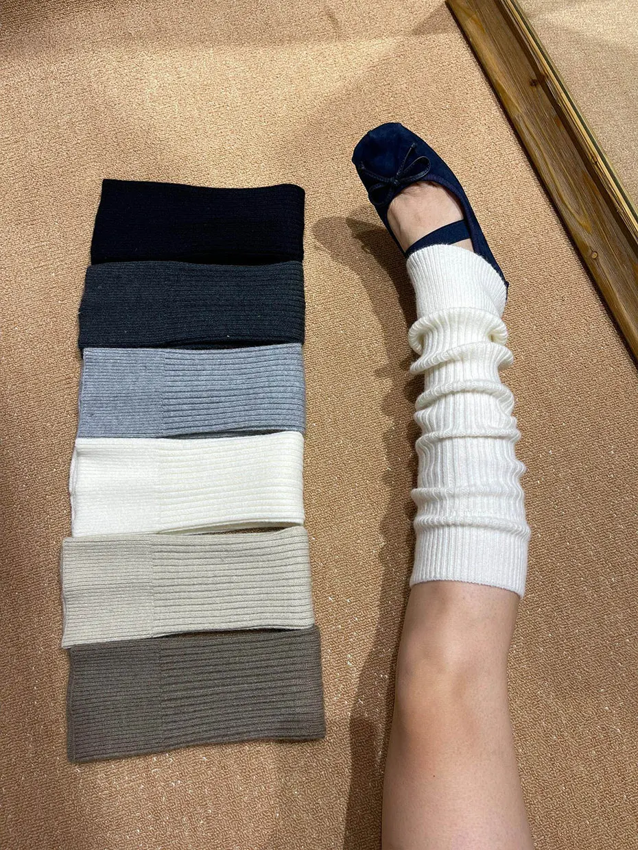 Knitted Leggings Easy to Wear And Match Vertical Stripes Autumn Winter Y2K Knitted Socklettes Ladies Casual Polyester Fiber