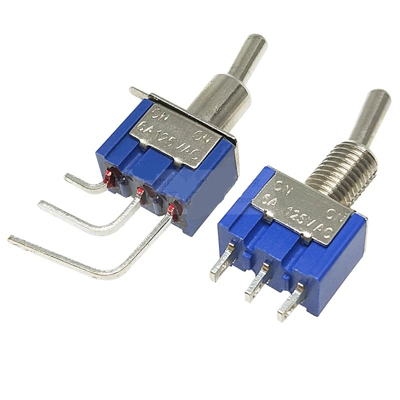 2PCS Toggle Switch MTS-102C4 MTS-102 Open Hole 6MM 3Pin 2Files Curved/Straight Foot 6A