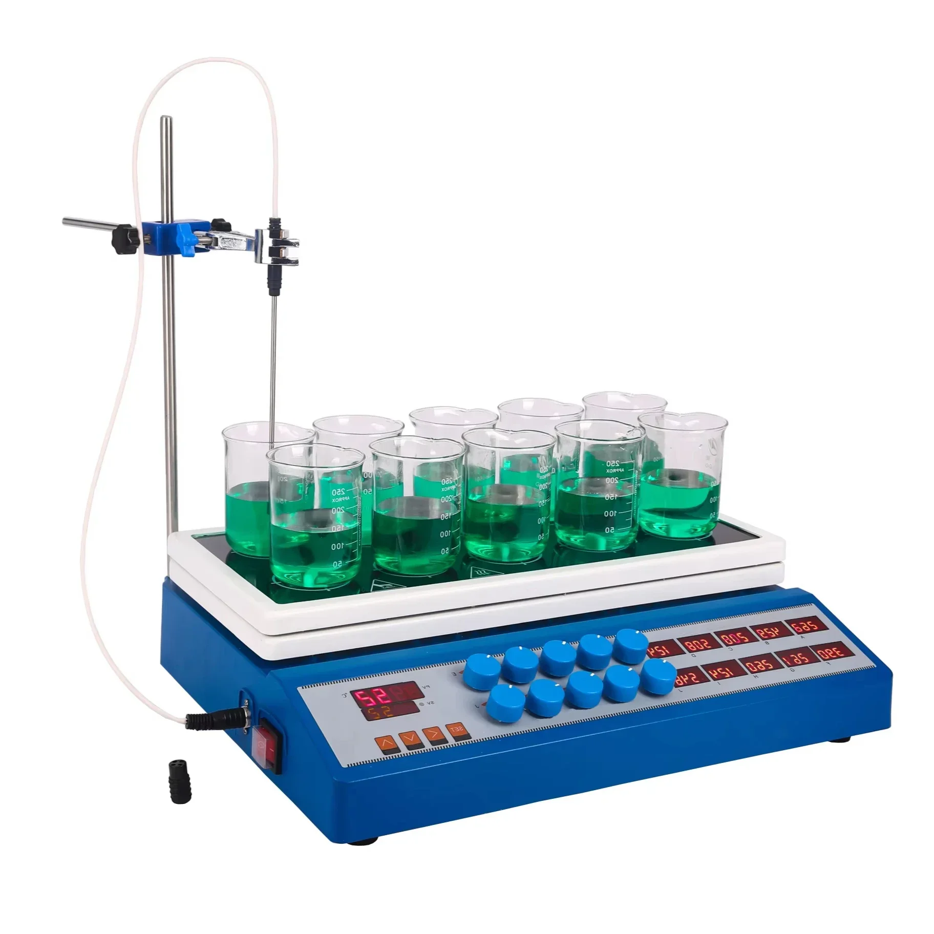 

10 channel 250ml capacity stirrer digital LED Hot plate magnetic stirrer