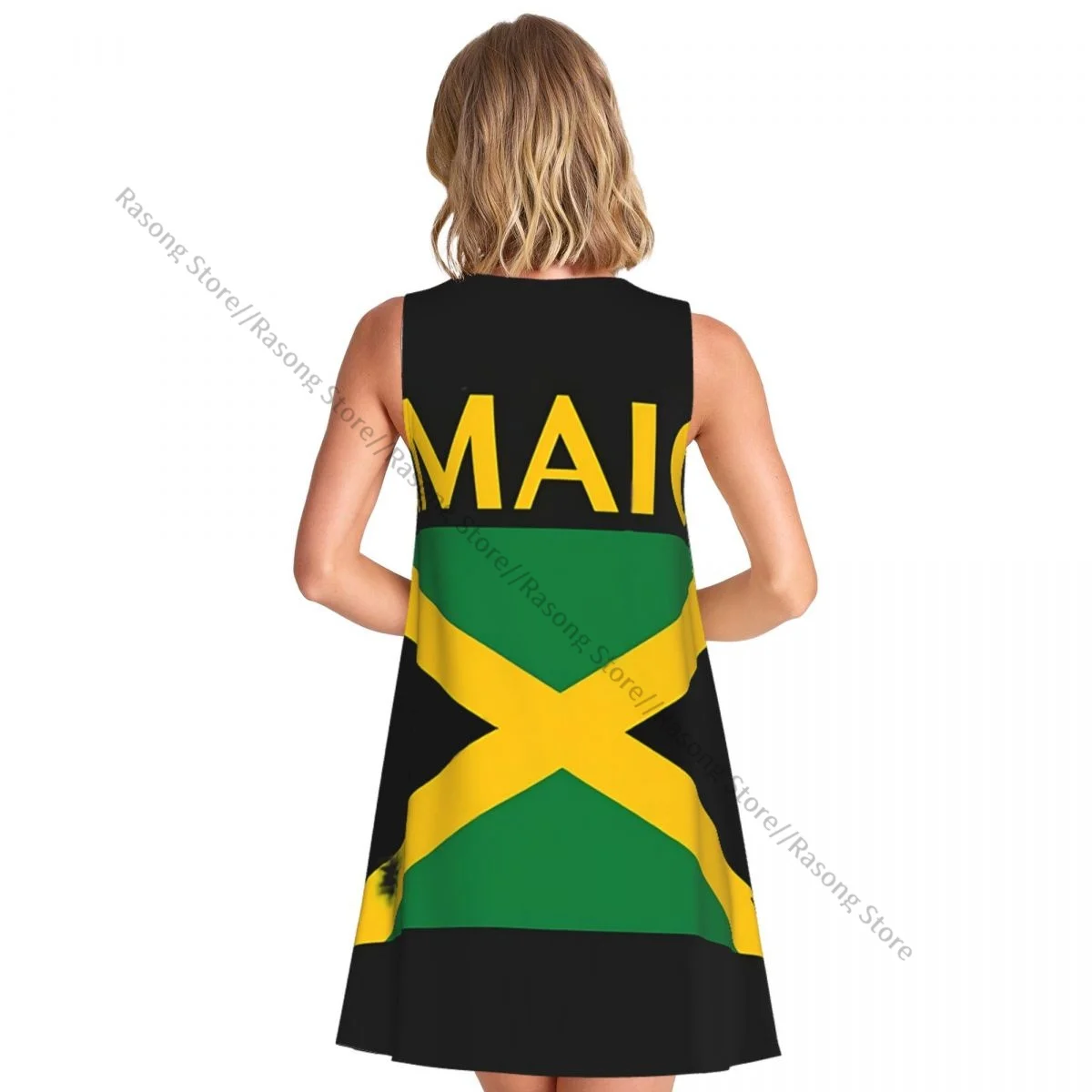 Women's Dress Jamaica Flag Summer Casual T Shirt Beach Cover up Tank Dress