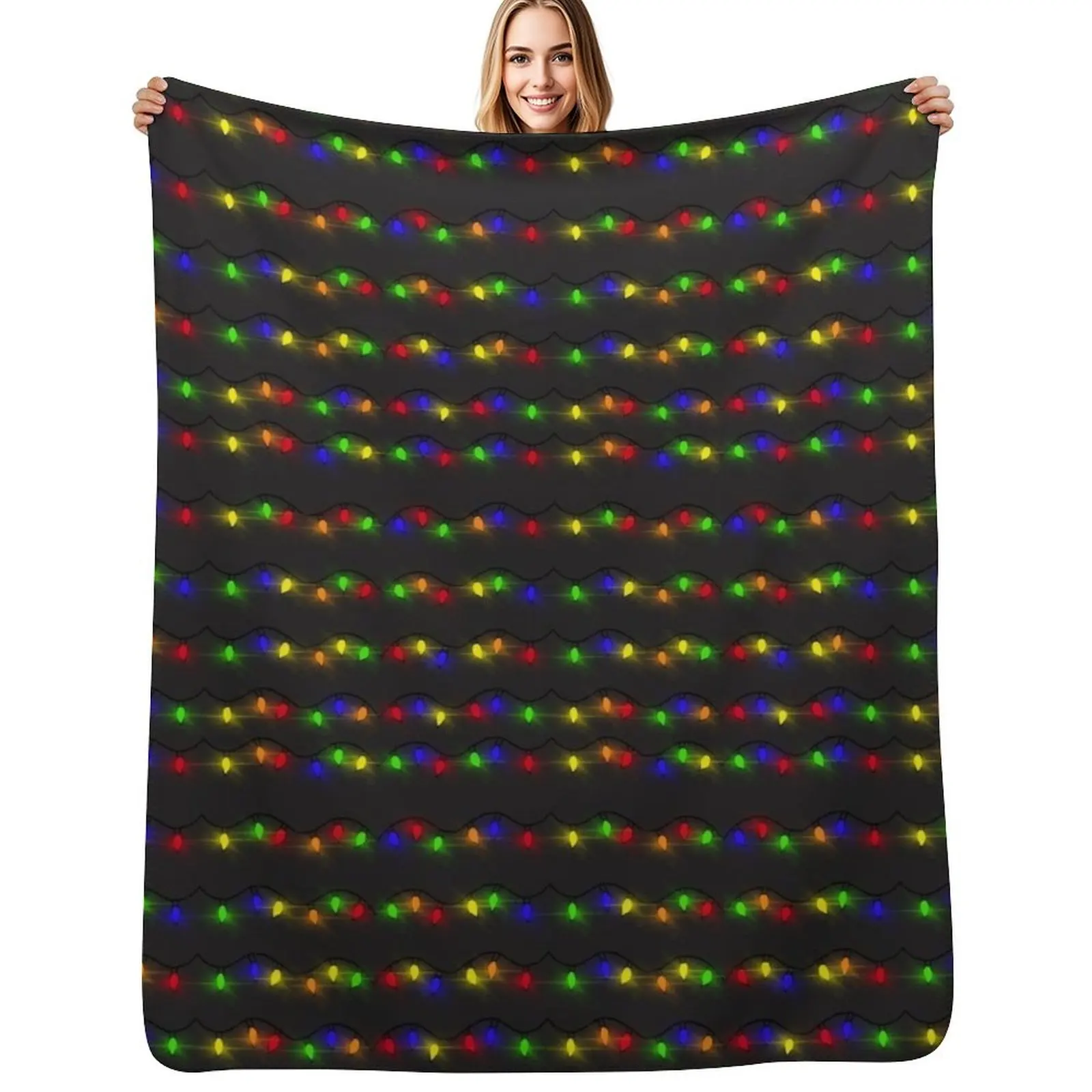 

Twinkling Christmas Lights Throw Blanket Long Lasting Soft Plush Blanket for Daily Use