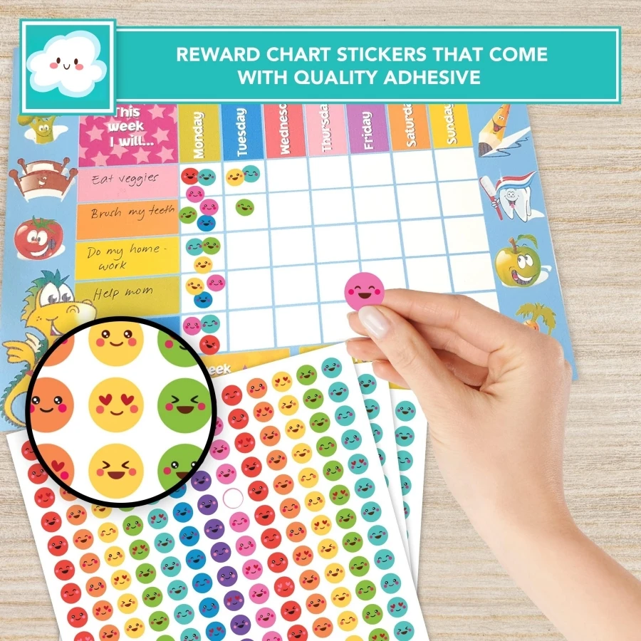 5 Sheets/1170 Happy Stars Stickers Happy Stars Student Reward Chart Behavior Labels for DIY Crafts Scrapbooking School Office Su