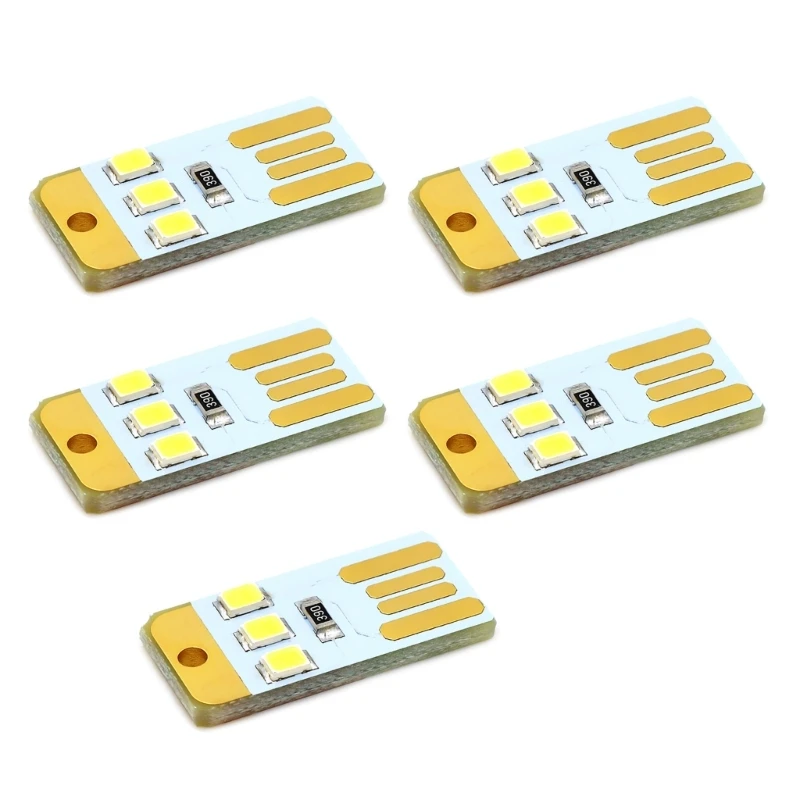 462E 5Pcs Pocket Card USB Power LED Keychains Night Light 0.2W USB LED Bulb