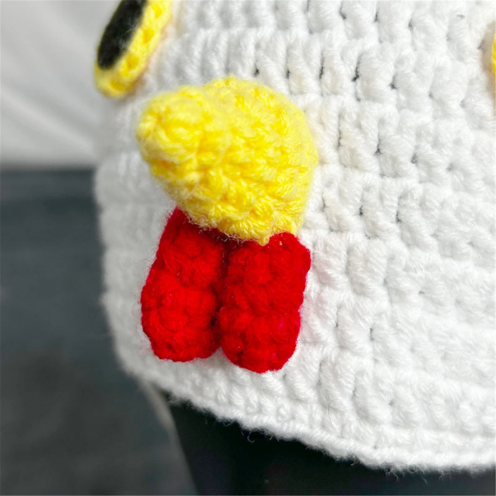 Turkey Day Kids Adult Crochet Hat Chicken Head Knitted Hat Hand Woven White Beanie Halloween Cosplay Prop