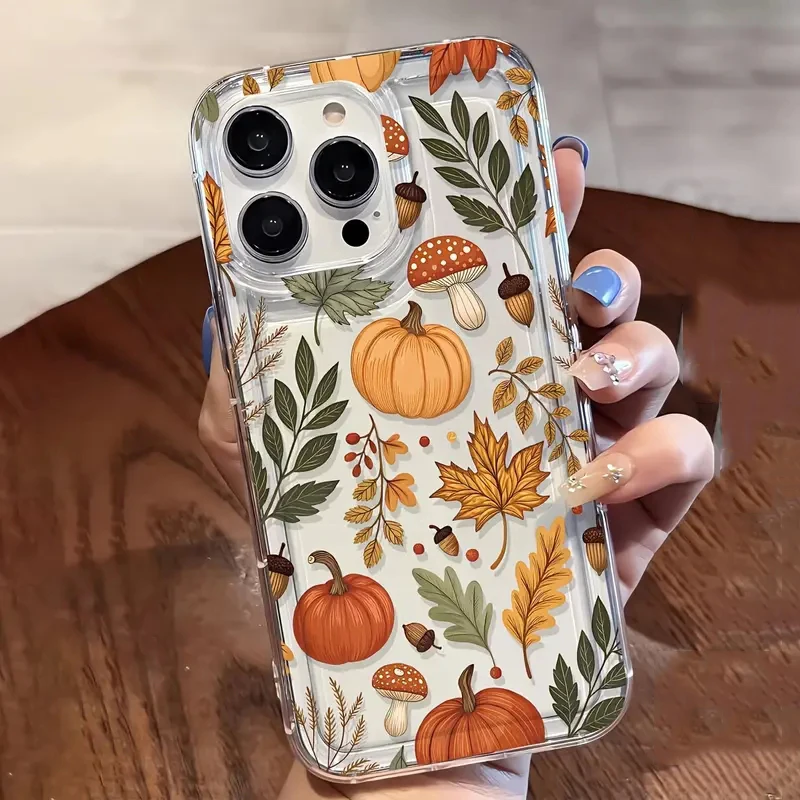 Прозрачный чехол для телефона с ярким цветочным принтом и тыквой для Xiaomi Redmi Note 13 Pro 12 11 10 9 Pro Plus 12S 9S 13C 5G 4G Soft Cover
