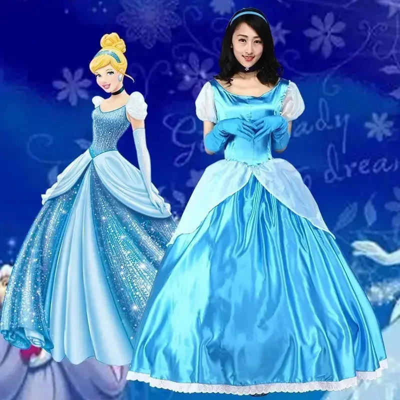 2020 Cinderella cosplay adult Blue Cinderella Girl Wedding Adult Custom Party Halloween Cosplay Carnival Cosplay Costume