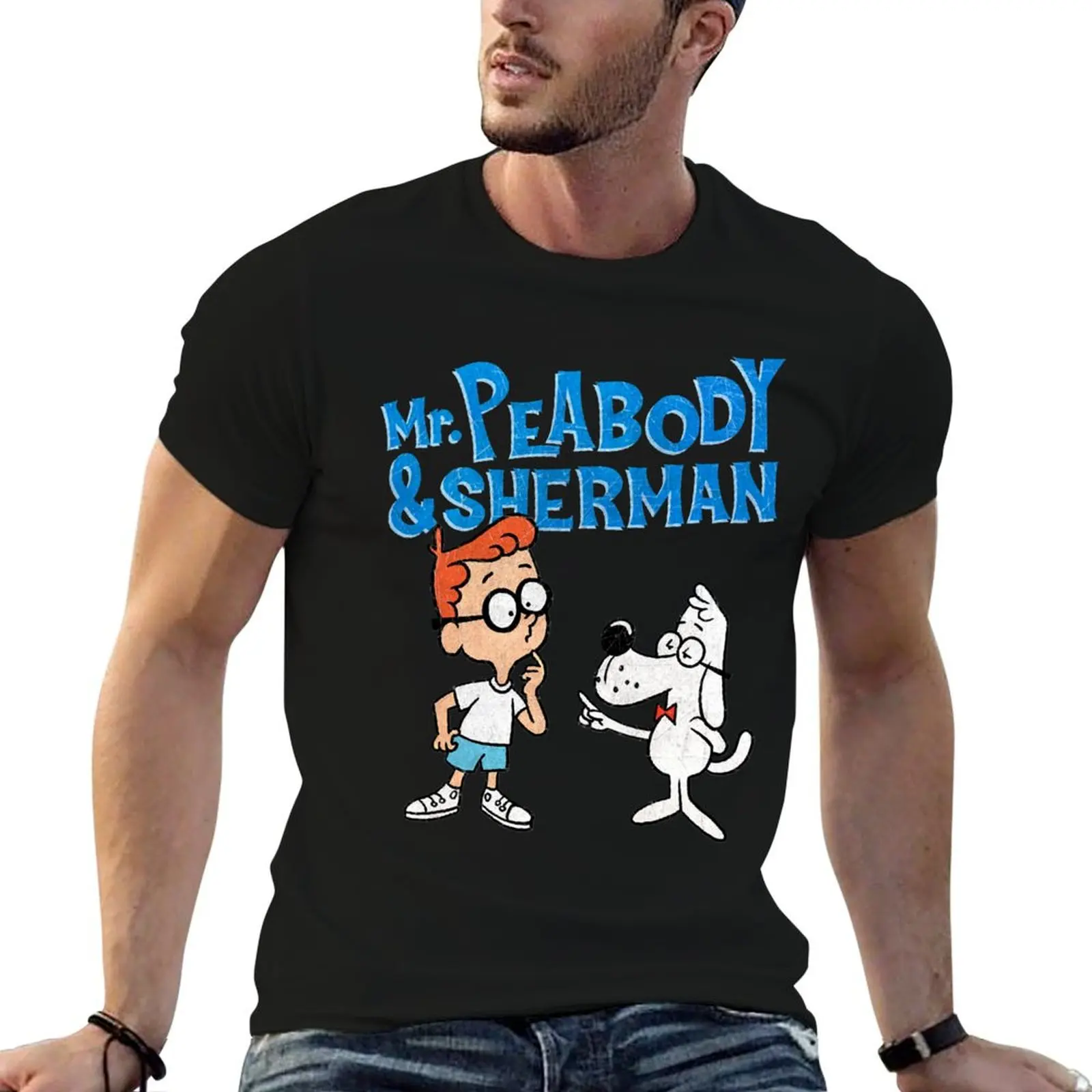 Camiseta con logotipo de Mr. Peabody y Sherman de Tribute to Jay Ward Cartoons, camiseta informal para hombre