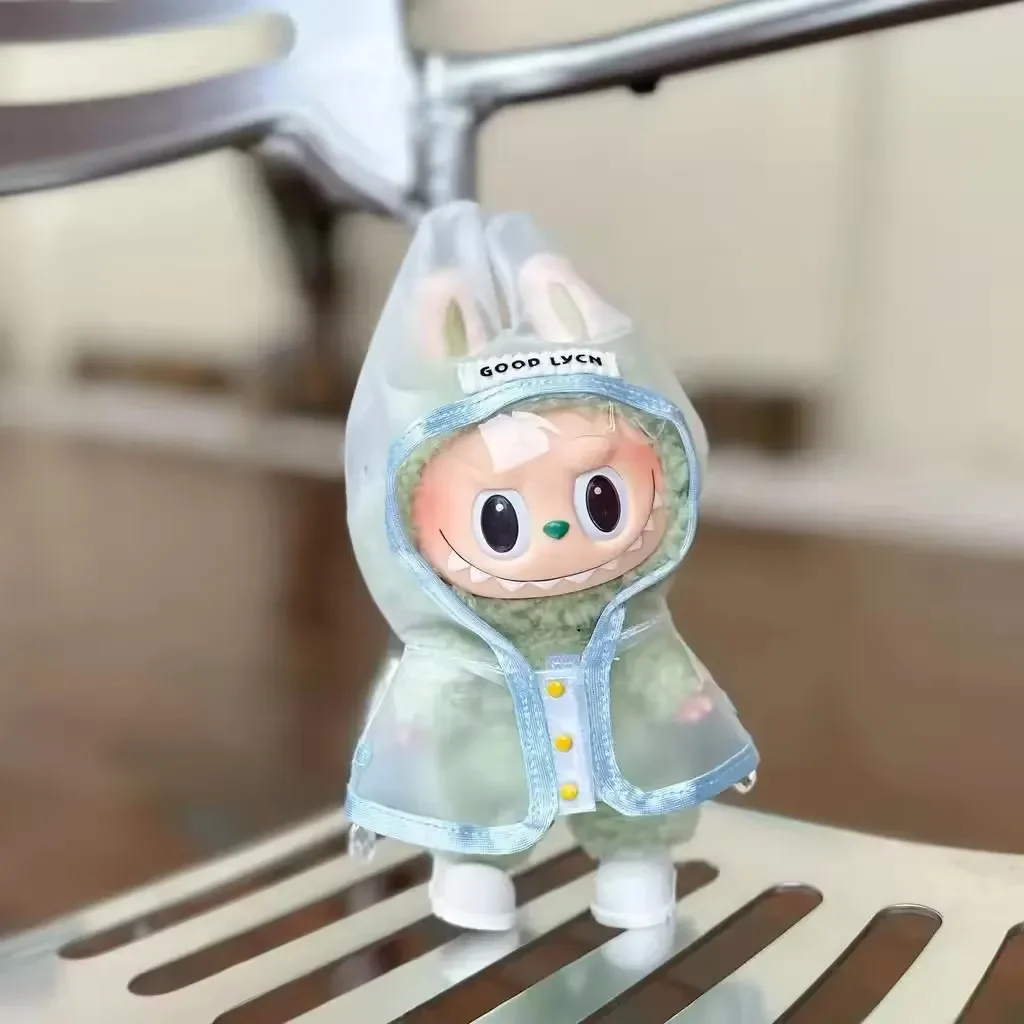 

For Labubu V1/V2/V3 17cm Summer Doll Clothes Rabbit Ear Raincoat DIY Outfit Gift - Collectible Toy Apparel