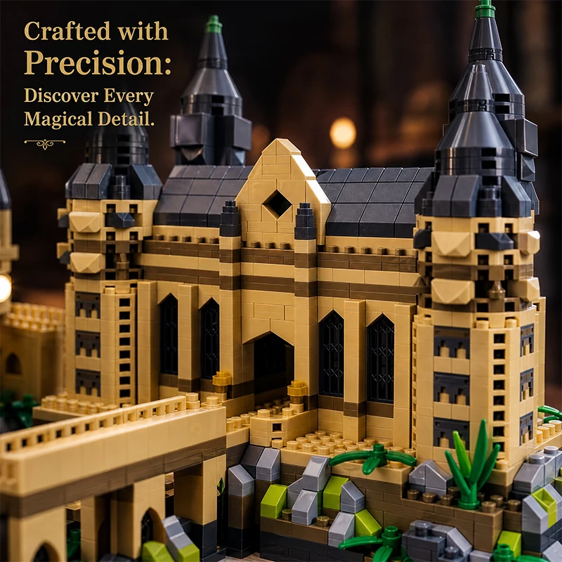 Mittelalterliches Magisches Schloss Hogwarts MOC Bausteine-Set Gotisches Gebäude Bausatz Kreative Feiertagsgeschenke Mikro-Bausteine Modell 6000 Teile – Detail 3