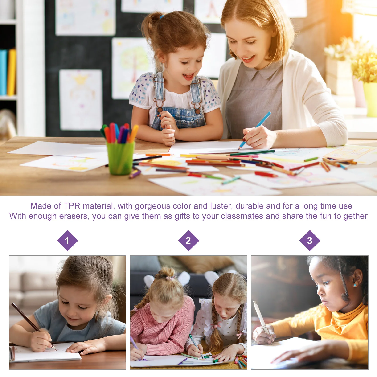 

12Pcs Christmas Eraser Creative Design Suitable for School Children Art Drawing Office Work Pencil Writing Wipe Cleanly