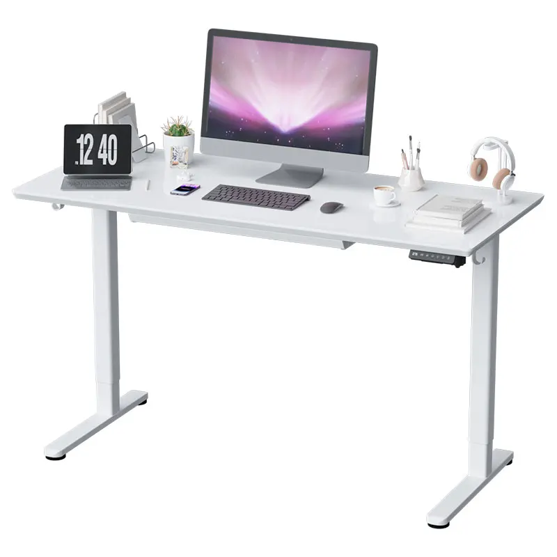Modern Extendable Iron Frame Electric Height Adjustable Desk with Wireless Charging Load 50kg/110lbs