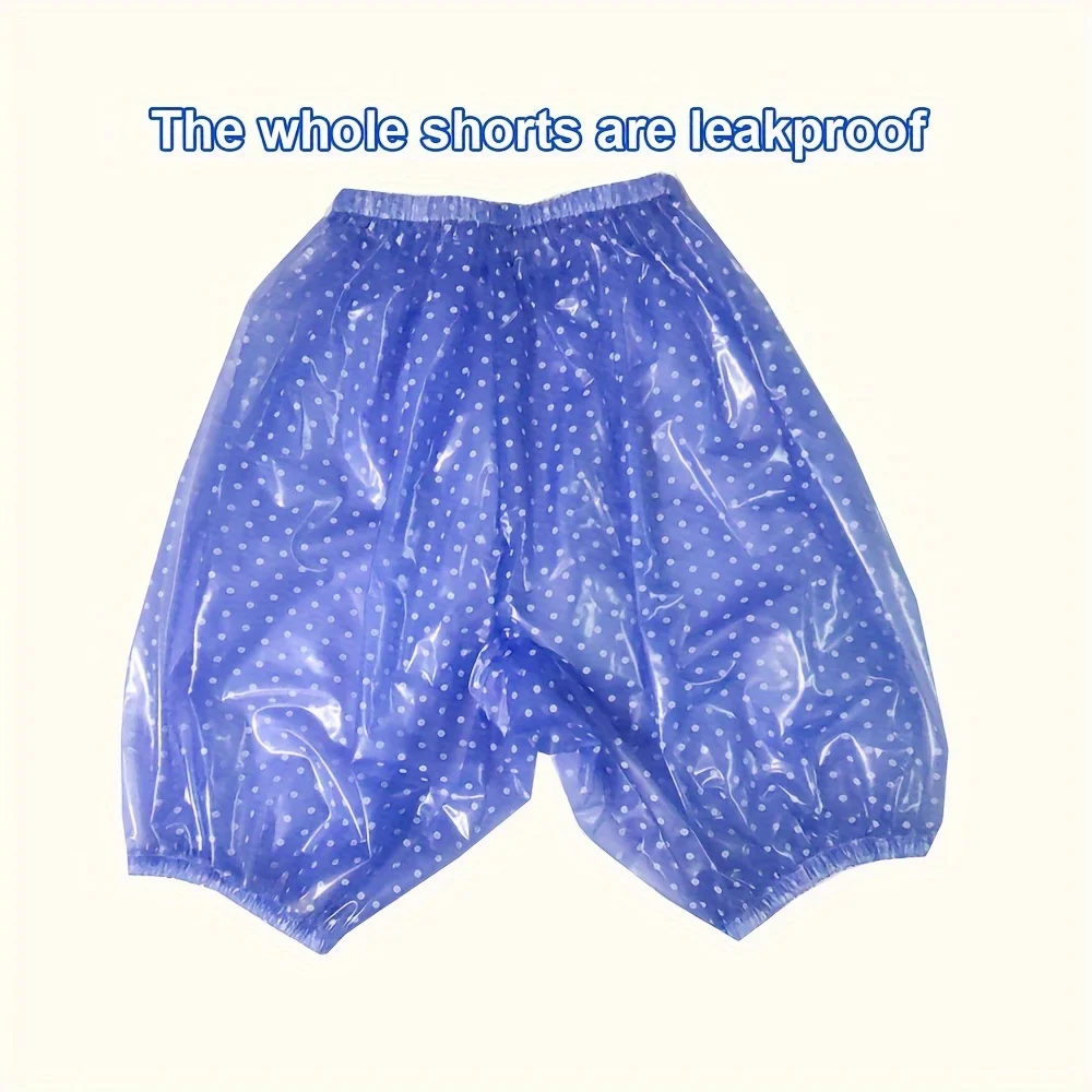 Plastic Diaper Leakproof Shorts PVC Adult Incontinence Pants Diaper Cover Soft Waterproof Transparent Blue Dot