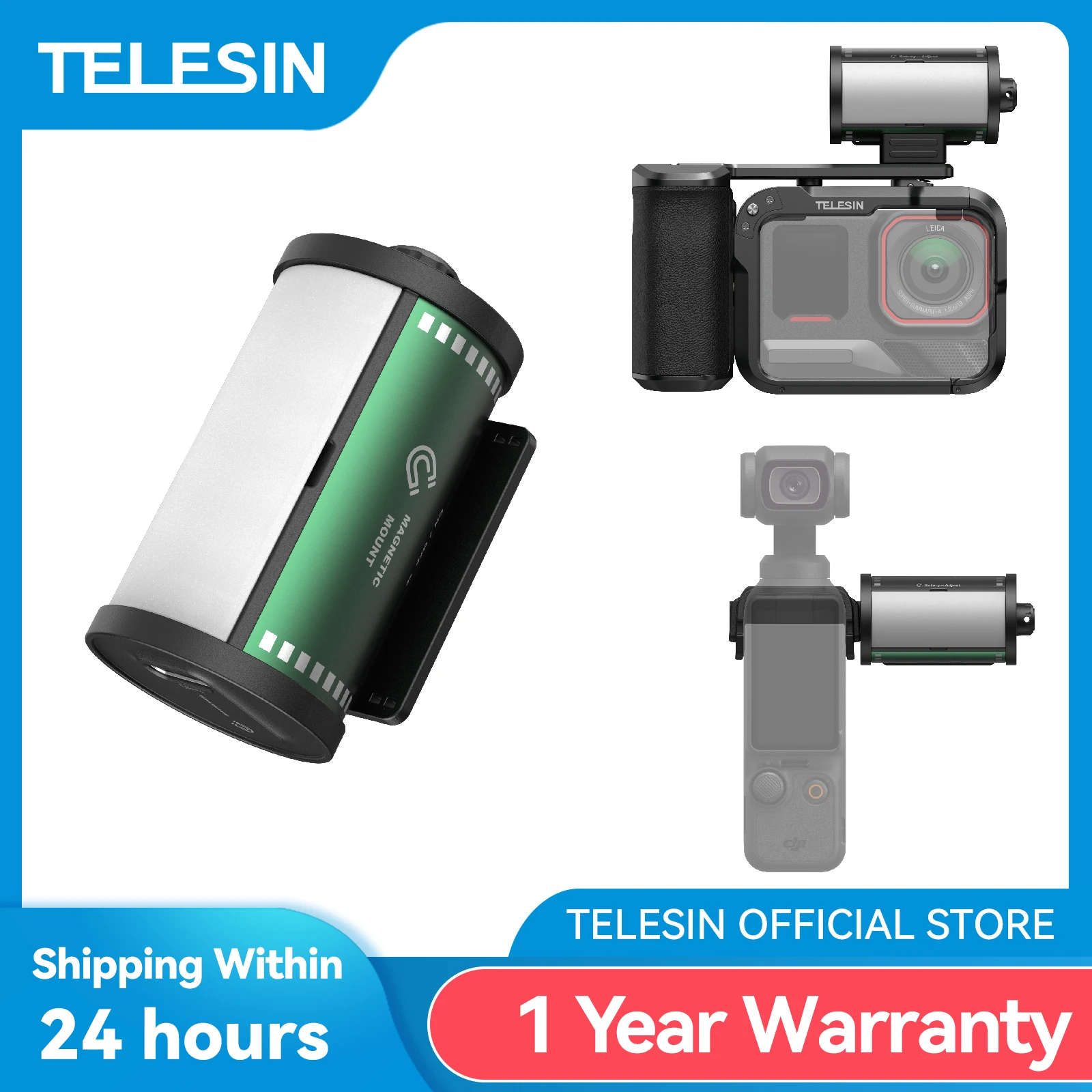 TELESIN Magfilm ملء الضوء المغناطيسي الإفراج السريع صورة شخصية الضوء مع محول الحذاء البارد ل DJI OSMO عمل ل Gopro ل Insta360 #1
