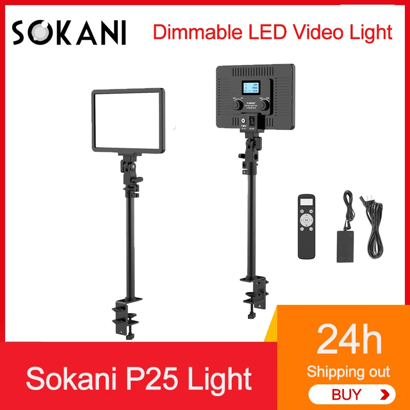 Sokani P25 LED Fill Light Professional Studio Panel Video Light For E-sports live Record Videos Video Calls Zoom Meetings Lamp