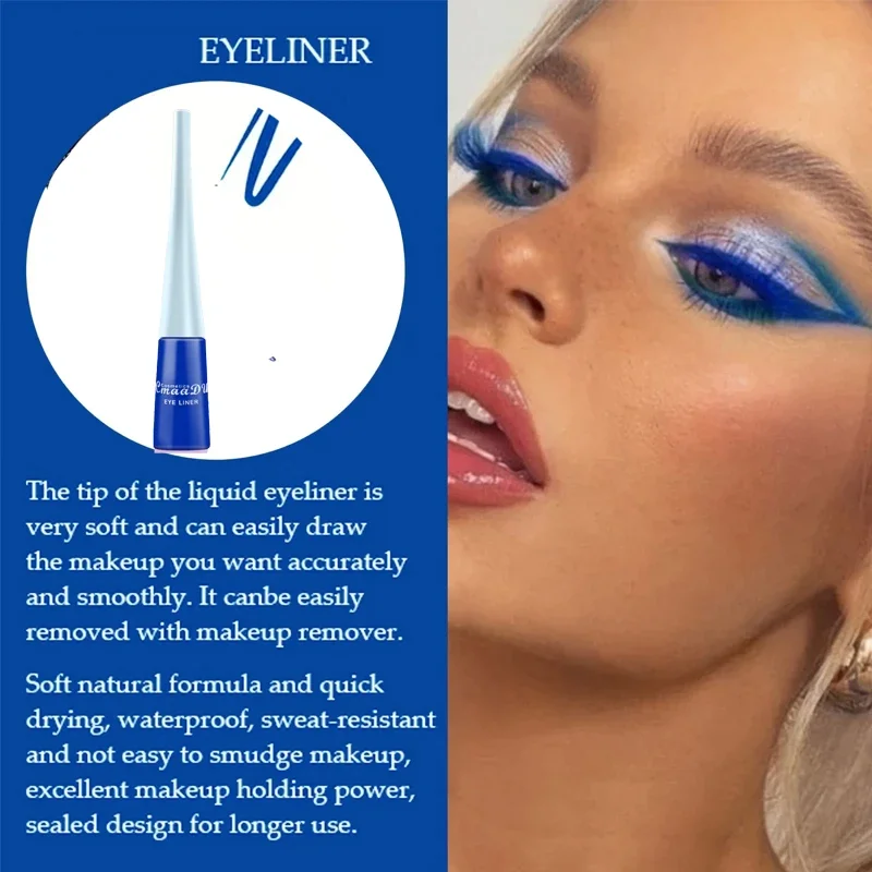 Kleurrijke Sexy Eyeliner Vloeibaar Blauw Potlood Waterdicht Gemakkelijk Te Dragen Make-Up Matte Eyeliner Rood Groen Wit Goudbruin Eyeliner