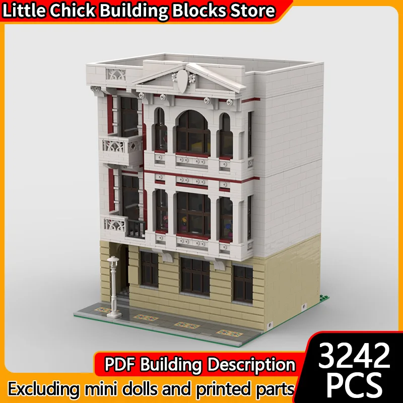 

City Street View Model MOC Building Bricks Avilés Albergue Modular Technology Children Holiday Gifts Assemble Toys Suit