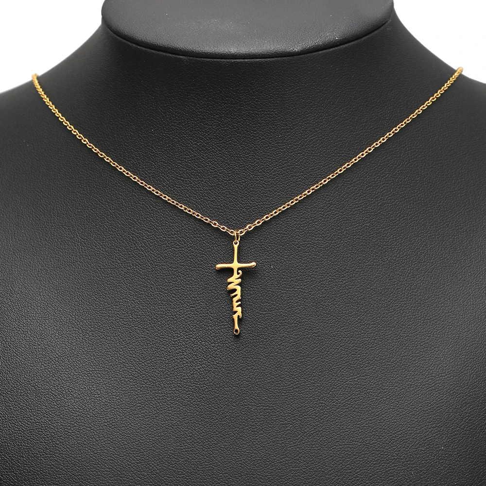 5 Stück Edelstahl Gold Kreuz-Anhänger Familienmitglieds-Buchstaben-Anhänger für Schmuck, Ohrringe, DIY-Halsketten, Armbänder und Zubehör – Detail 5