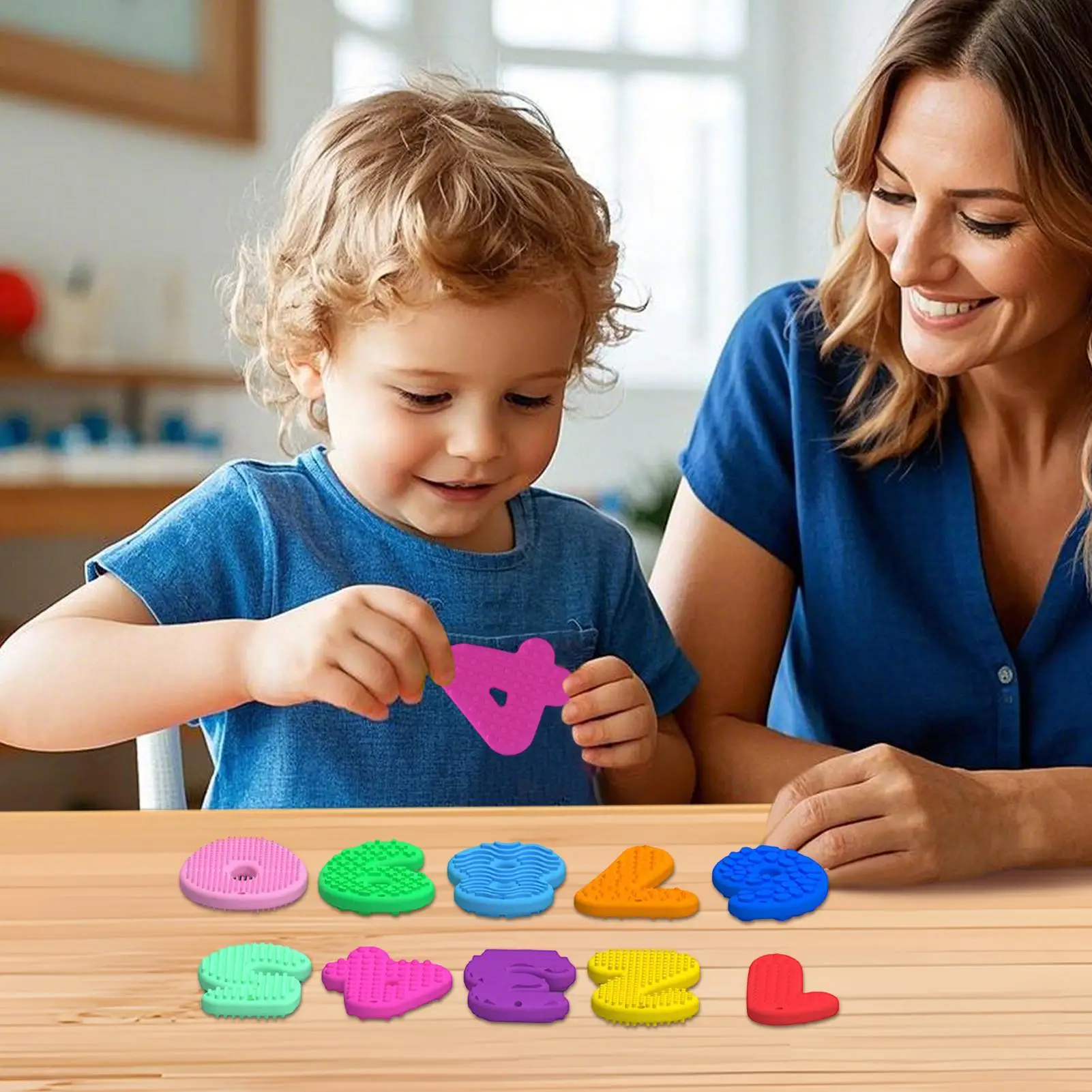 Fidget Stones 10-teiliges beruhigendes sensorisches Spielzeug aus Silikon, strukturiertes Fidget-Spielzeug, Zahlensteine für Kinder, Teenager, Erwachsene, Jungen und Mädchen