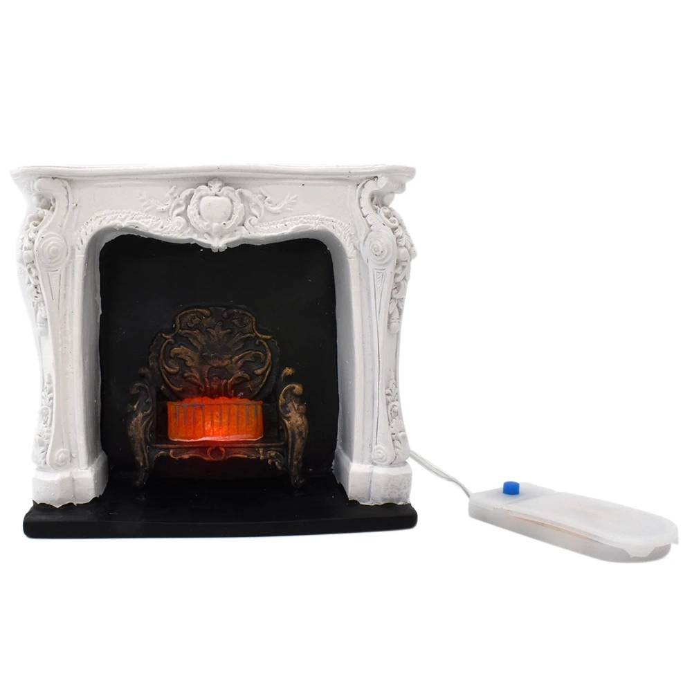 

1:12 Mini Fireplace with Bright Light Miniature Furniture for Doll House Simulation Furniture Accessories