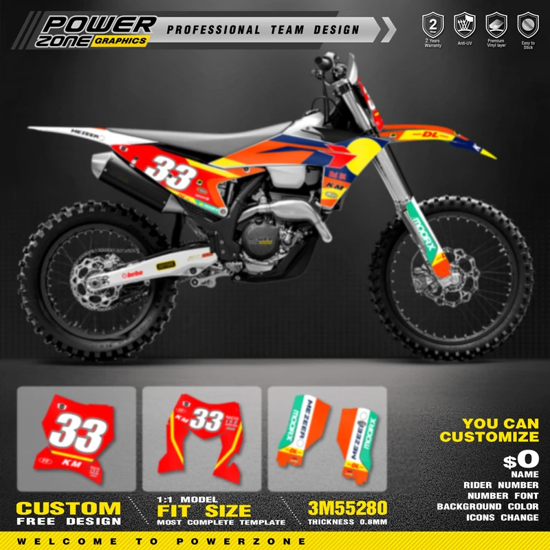 

PowerZone Custom Team Graphics Decals For 3M Stickers Kit For KTM 23-25SXF 24-26 EXC Motorcycle Stickers 027