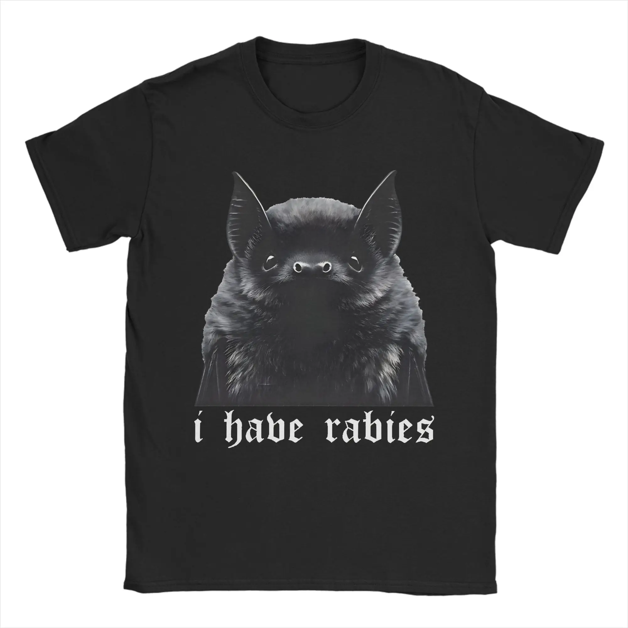 

I Have Rabies Bat T Shirt for Men Pure Cotton Unique T-Shirt Crew Neck Tee Shirt Short Sleeve Clothing Unique