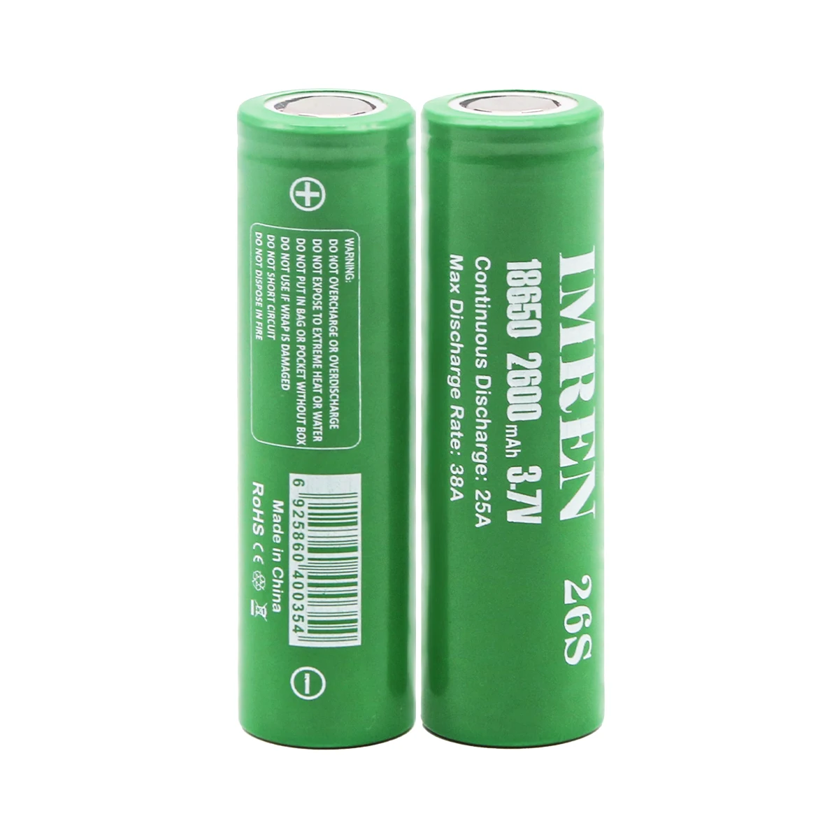 IMREN New Original 18650 Battery 3.7v 2600mAh Discharge 25A Rechargeable Li-ion Battery for Flashlights Headlamps Toys