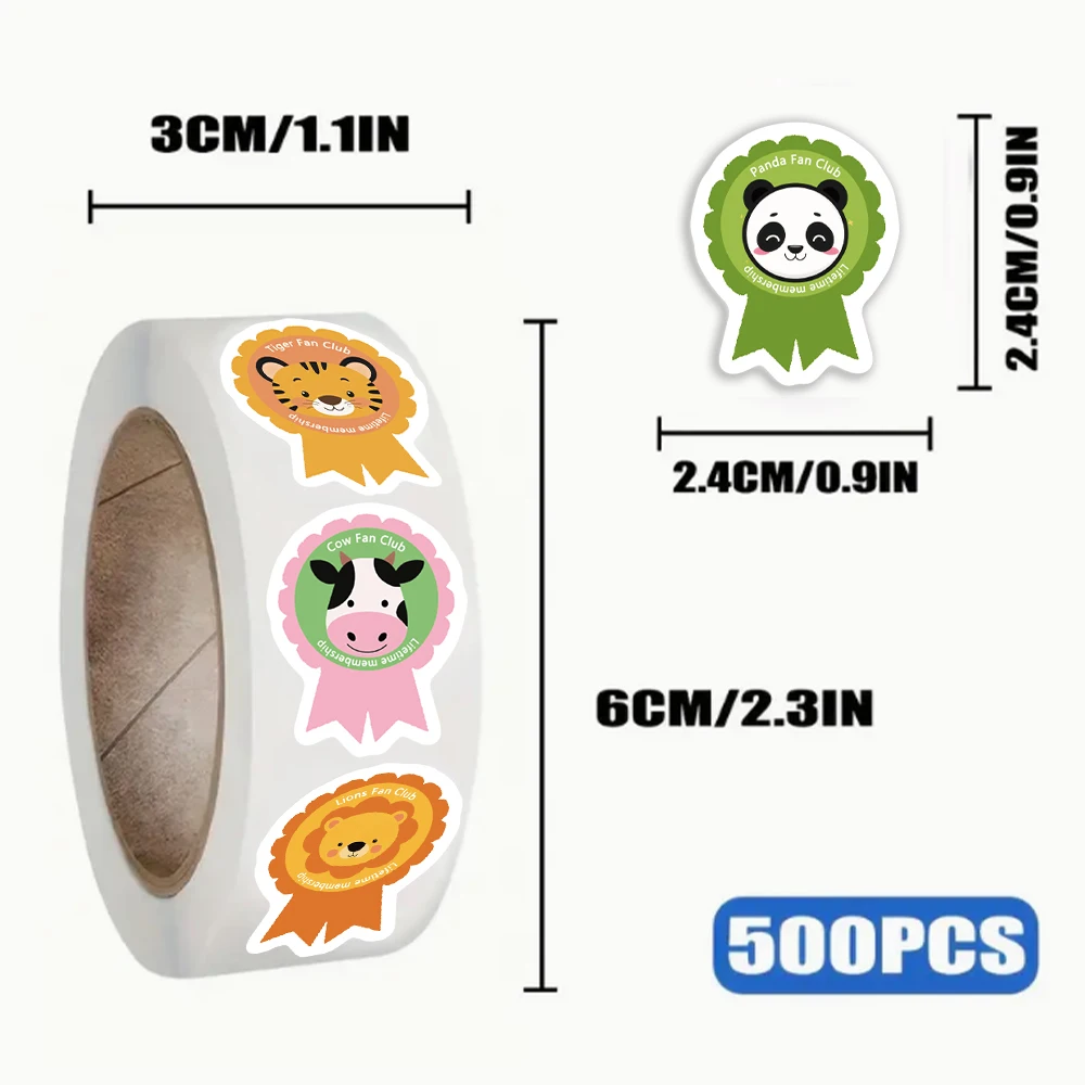 500 sheets/roll of cute animal medals cartoon exquisite roll stickers DIY skateboard notebook creative sealing tape stickers