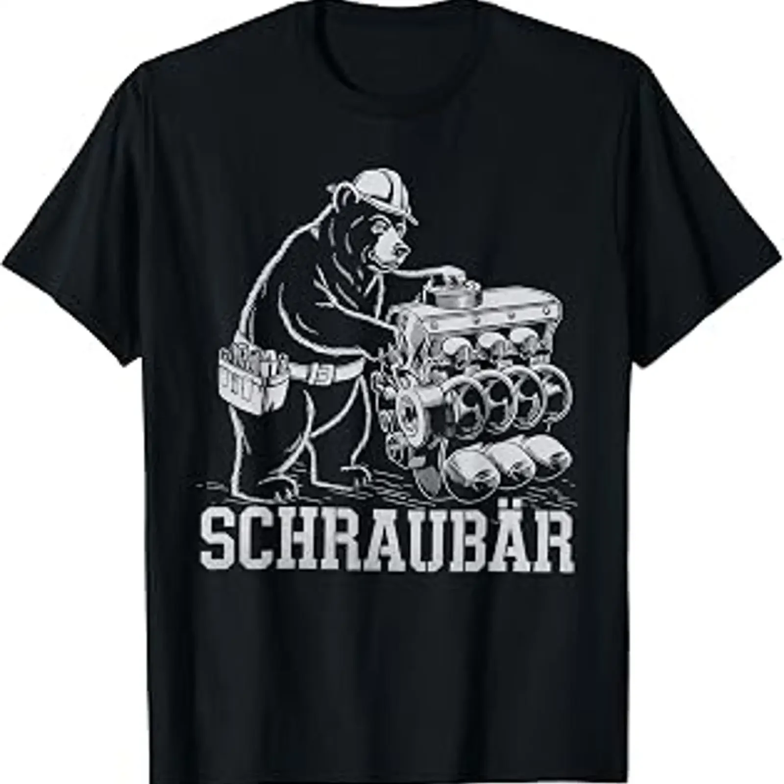Футболка Schraubär T Shirt Mechanic Car Mechatronics черная S винтажная, с эффектом потертости, уличный стиль, стильная, унисекс, дышащая, универсальная