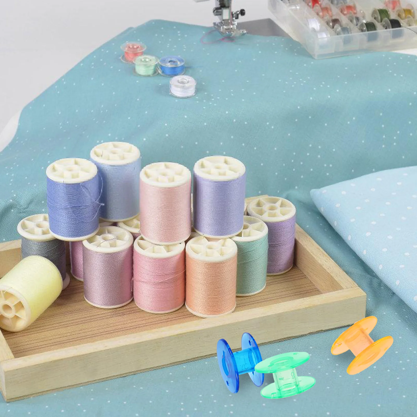 

1 set 1 Set Plastic Bobbin Storage Organizer Thickened Sewing Thread Holder Case Large Capacity Portable Sewing Supplies Box For