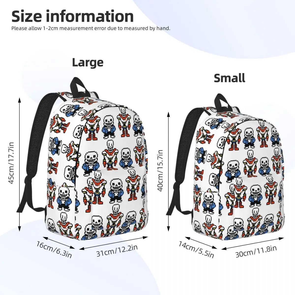Undertale Sans And Papyrus Backpack Student BookBag Children School Bag Laptop Shoulder Bags for Men Women