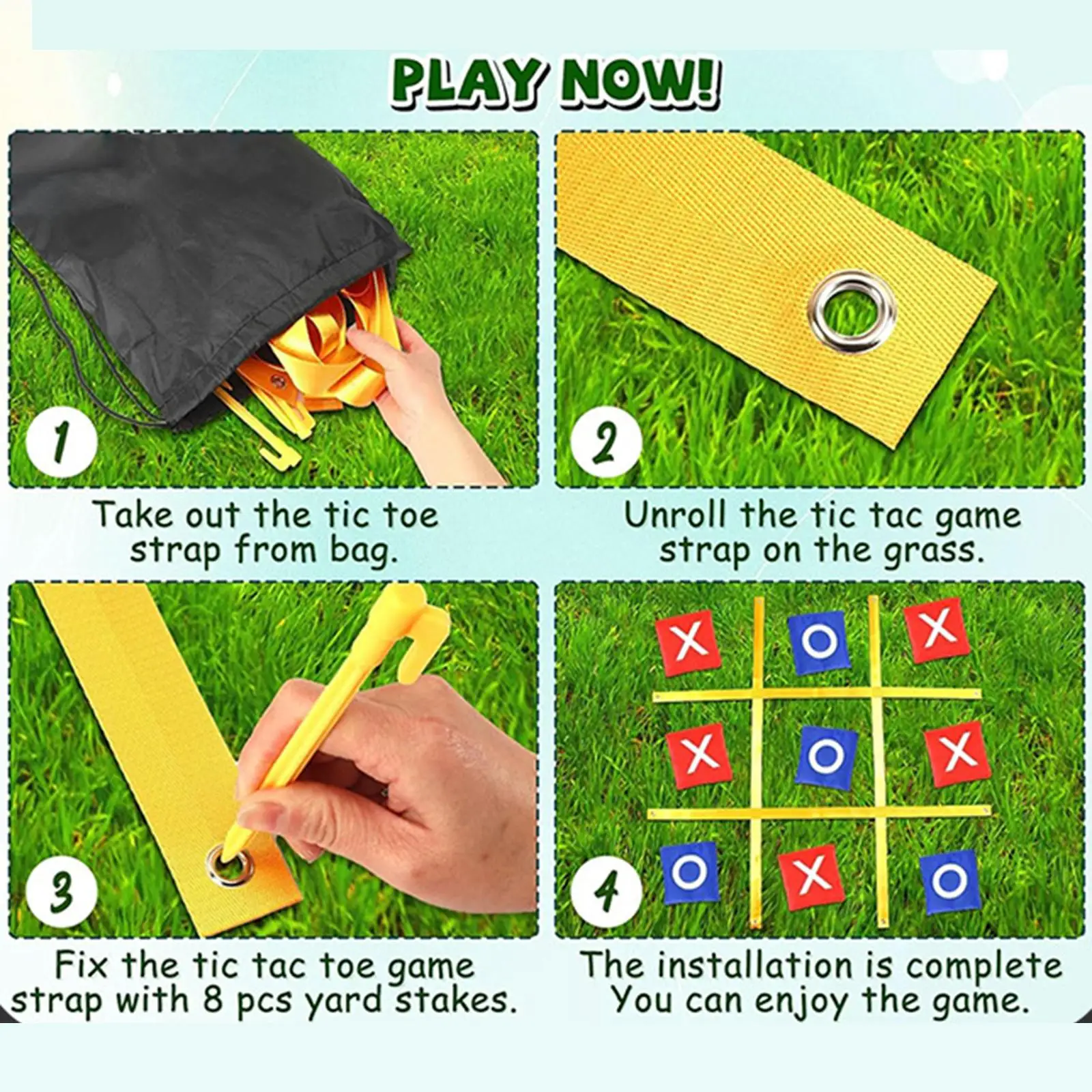 

Giant Tic TAC Toe Outdoor Game with Ground Stakes for Barbecue Patio Holiday
