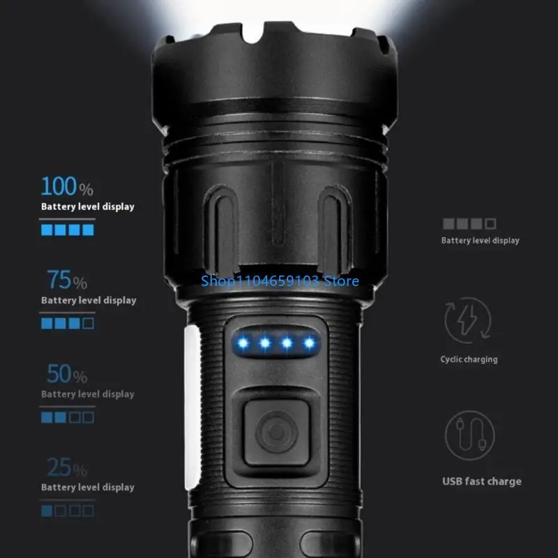 Base Mount Flashlight 7 Lighting Modes Battery Level Display LED Light For Car Repair Home Security