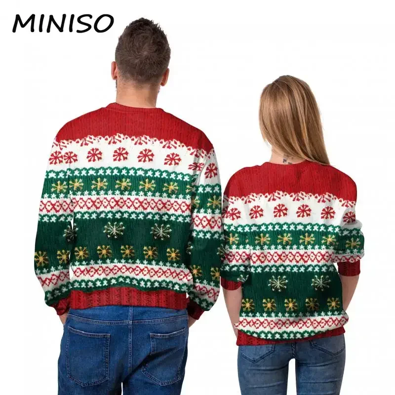 MINISO Cosplay Christmas Costume Matching Outfits  Snowman 3D Printed Sweatshirts Xmas Family Party Pullover Sweatshirt Clothes