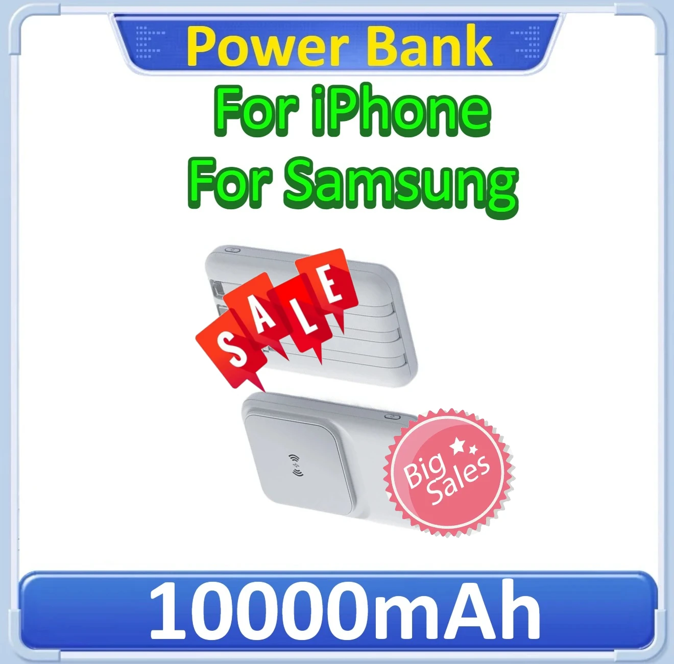 

Super Fast charging Wireless Charging Magnetic Power Bank with Built-in Cable Portable For iPhone For Samsung 10000mAh