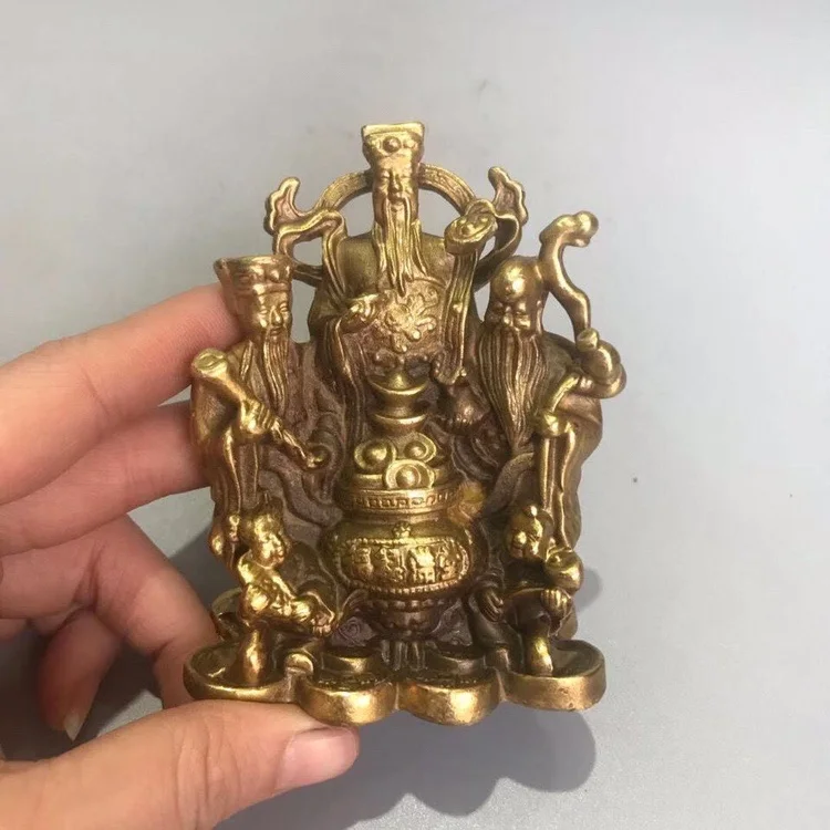 

Pure copper Buddha statue ornaments brass bronze statue of God Wealth Lucky Feng Shui decoration Fu Lushou Samsung